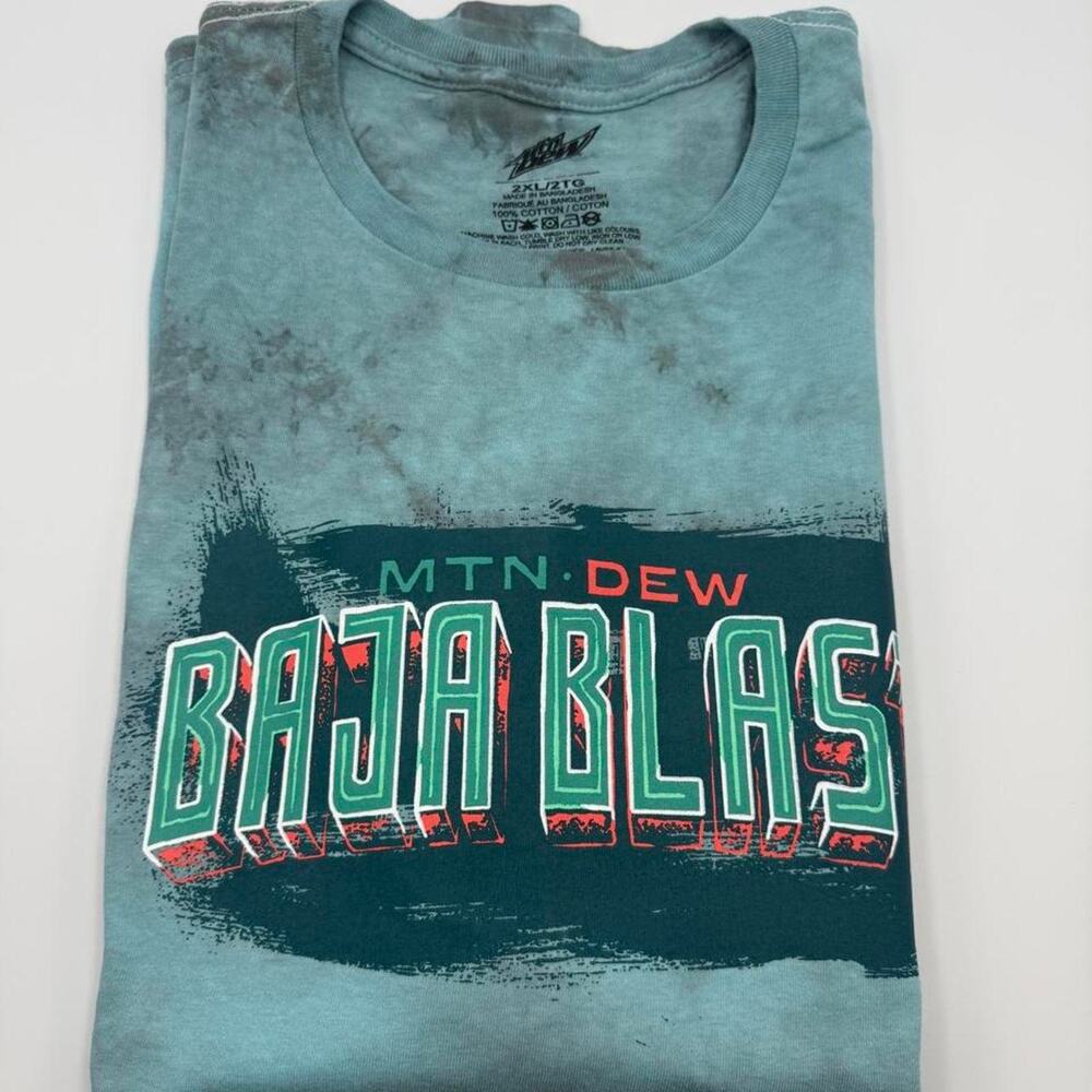 Mountain MTN Dew Baja Blast Double Sided Large Tie Dye Blue Gray Size 2XL